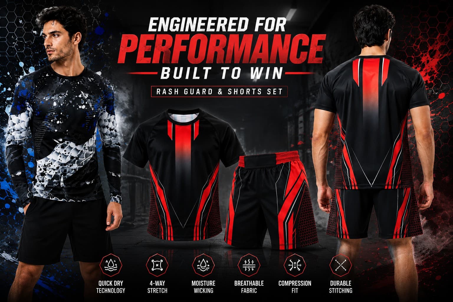 FitBeee — performance rash guard & shorts set